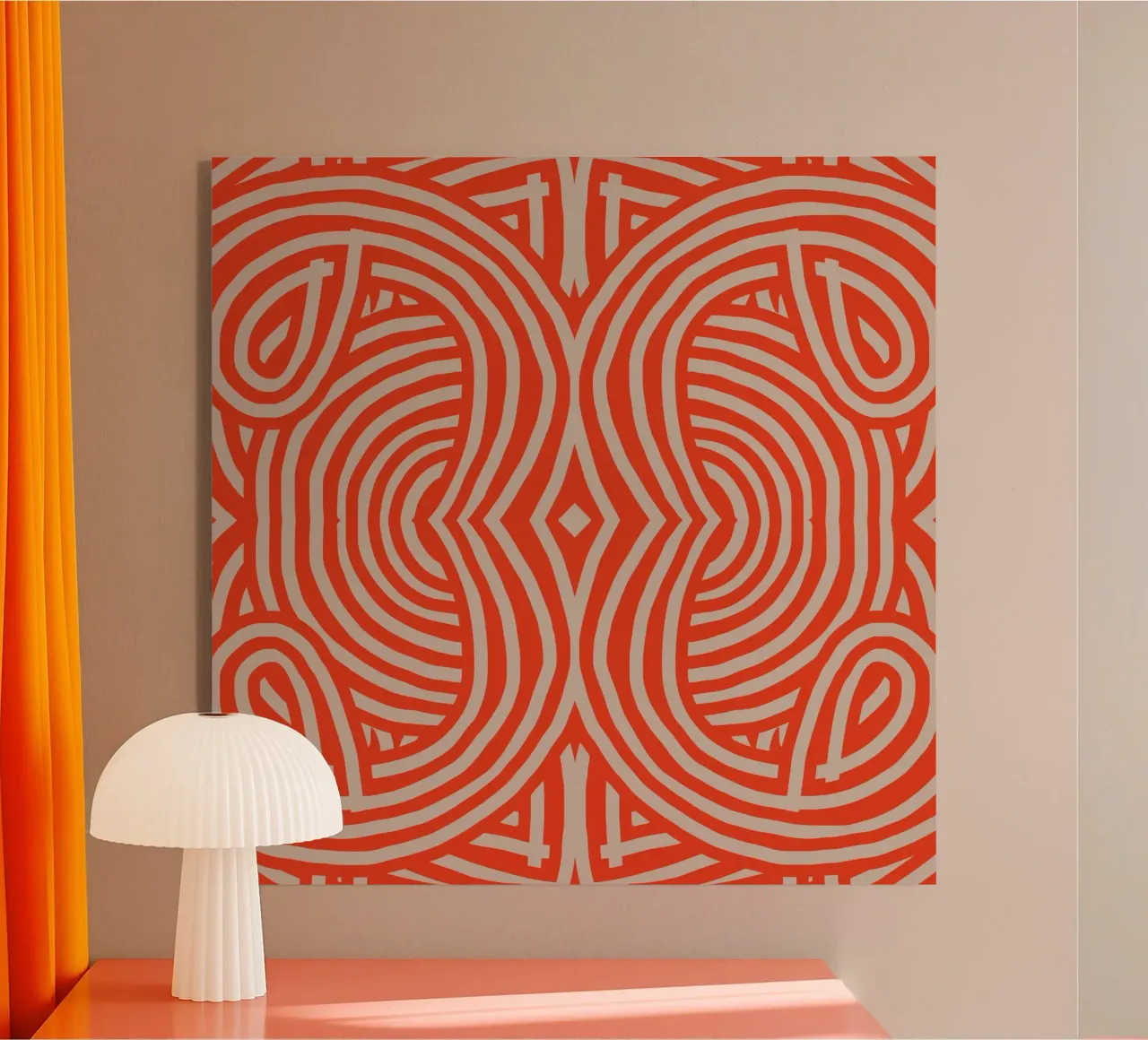 Strisce simmetriche rosse retrò plexiglass da Little Dean