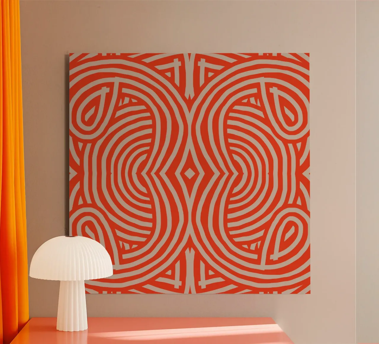 Strisce simmetriche rosse retrò alluminio dibond da Little Dean