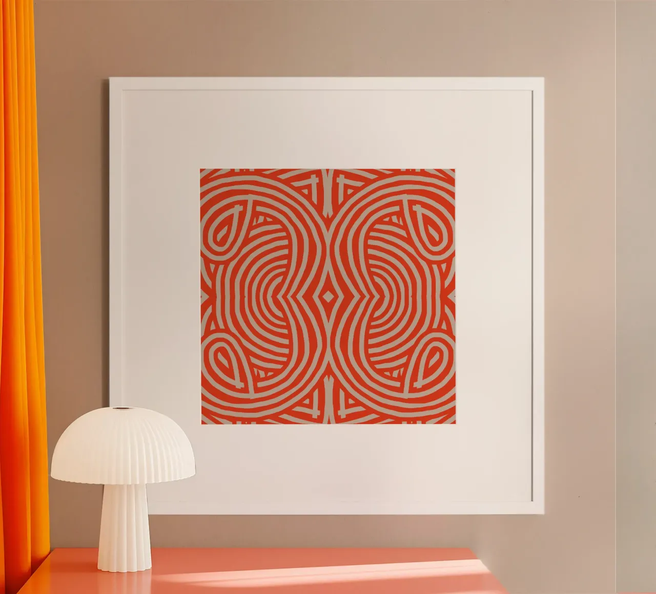 Strisce simmetriche rosse retrò carta hahnemühle da Little Dean