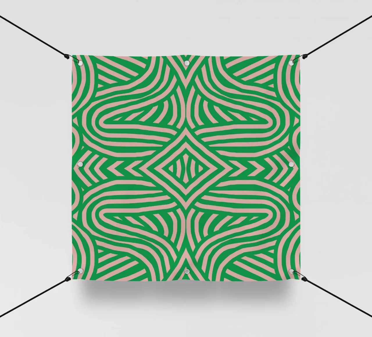 Strisce verdi retrò simmetriche telo in pvc da Little Dean