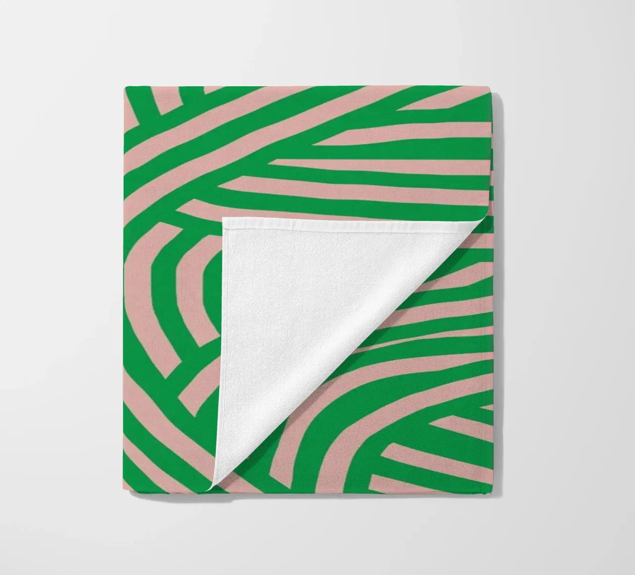 Strisce verdi retrò simmetriche telo mare da Little Dean