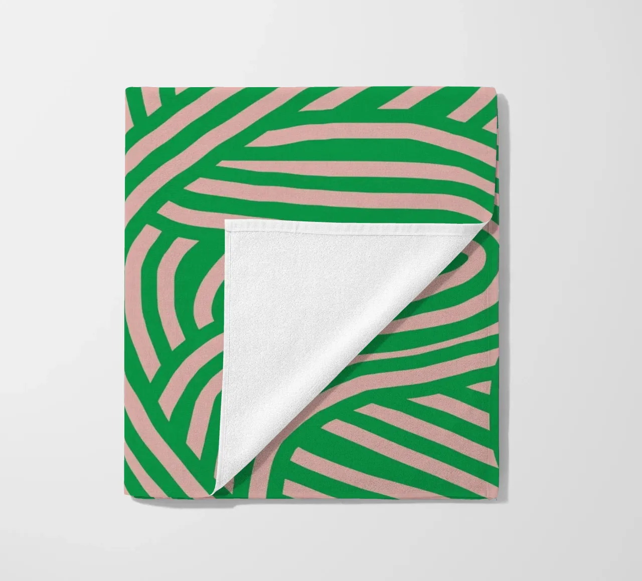 Strisce verdi retrò simmetriche telo mare da Little Dean