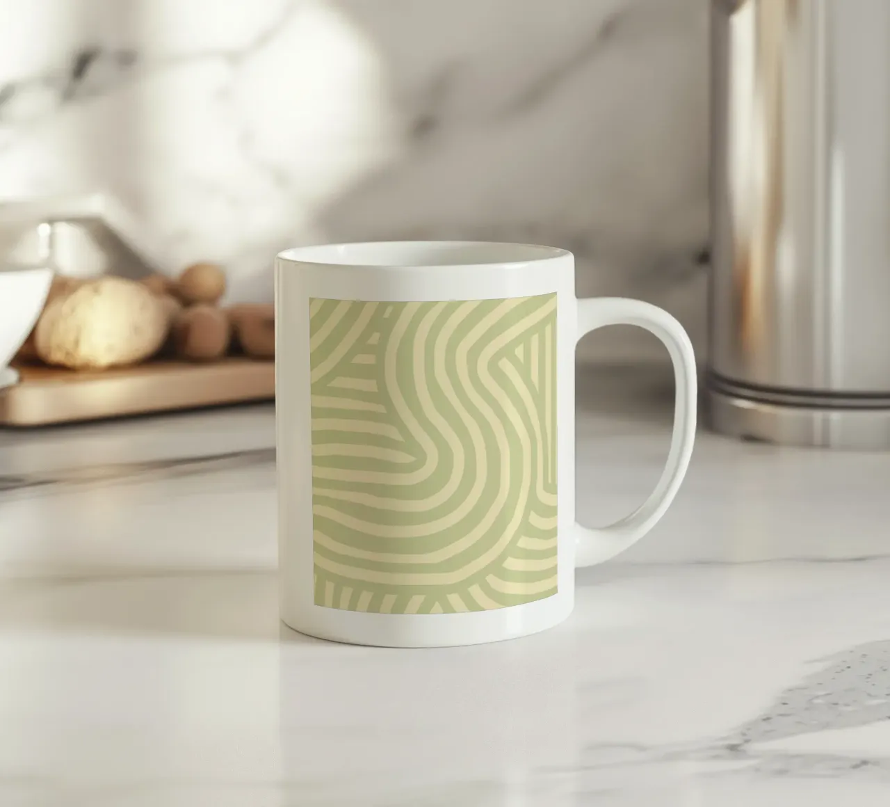 Olivgrün gestreift Keramik Tasse von Little Dean
