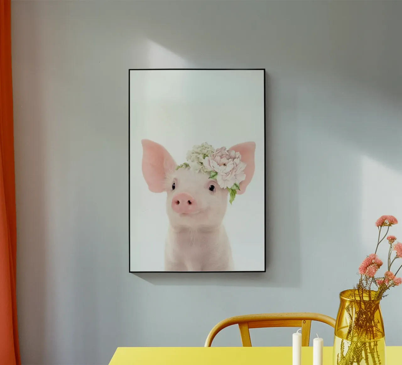 Floral Baby Pig acrylic glass by Lila x Lola