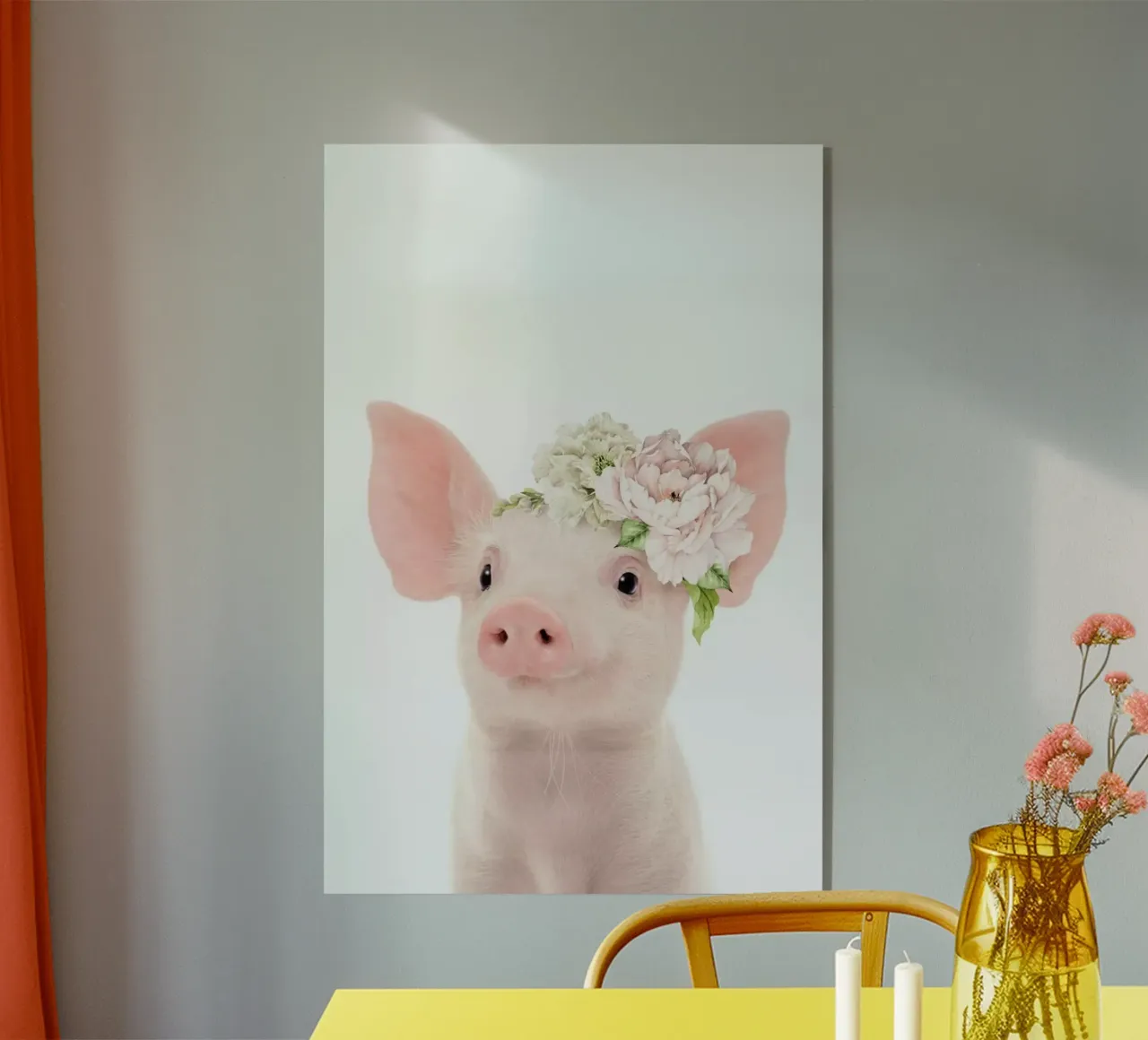 Floral Baby Pig acrylic glass by Lila x Lola