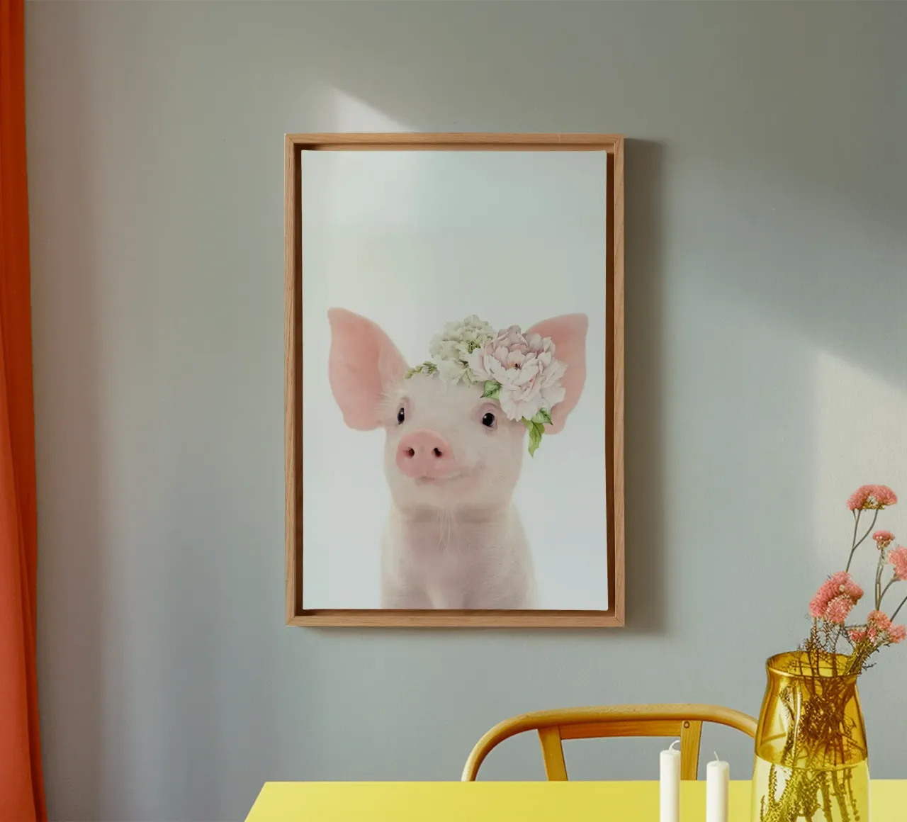 Floral Baby Pig canvas by Lila x Lola