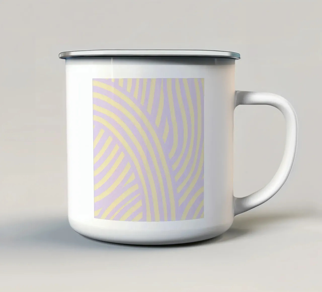Righe viola e gialle pastello tazza in smalto da Little Dean