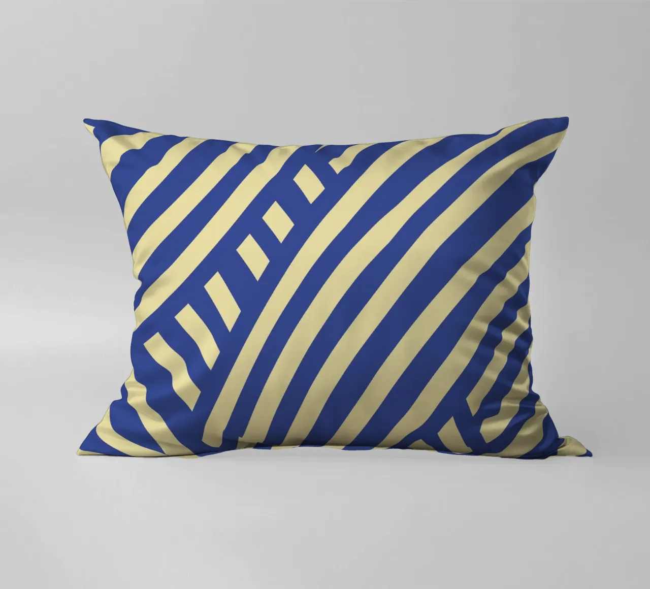 Striscia astratta blu e gialla cuscino da Little Dean