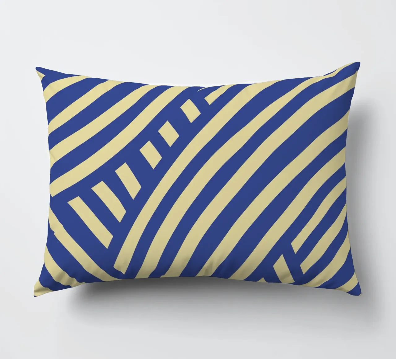 Striscia astratta blu e gialla cuscino da Little Dean