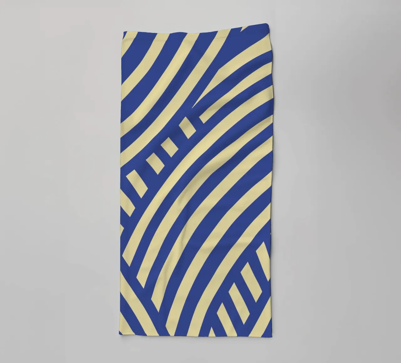 Blauw met gele abstracte streep badhanddoek van Little Dean