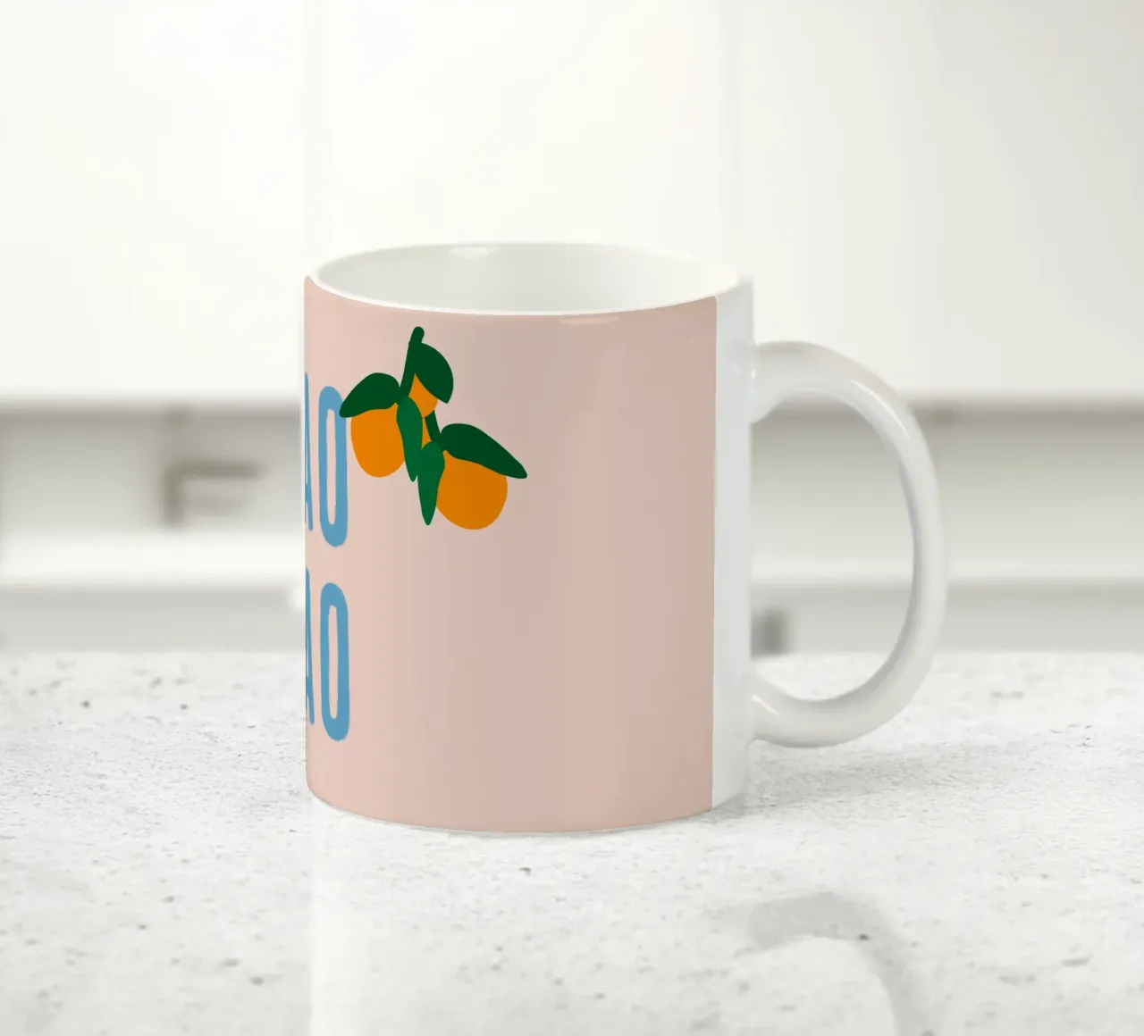 CIAO CIAO Avec des oranges sur du beige mug en céramique de Alisa Knöß
