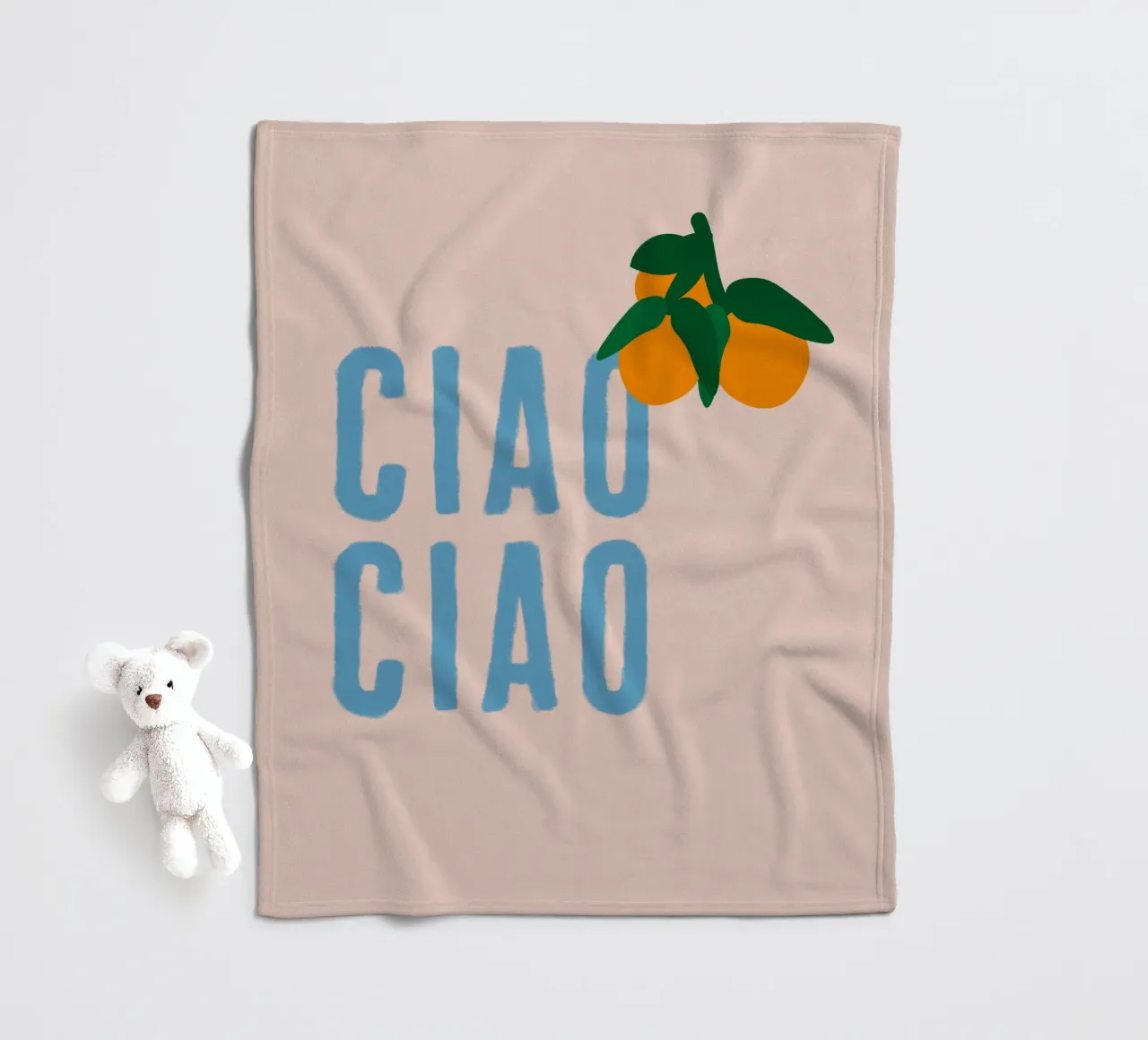 CIAO CIAO Con naranjas sobre beige manta de franela de Alisa Knöß