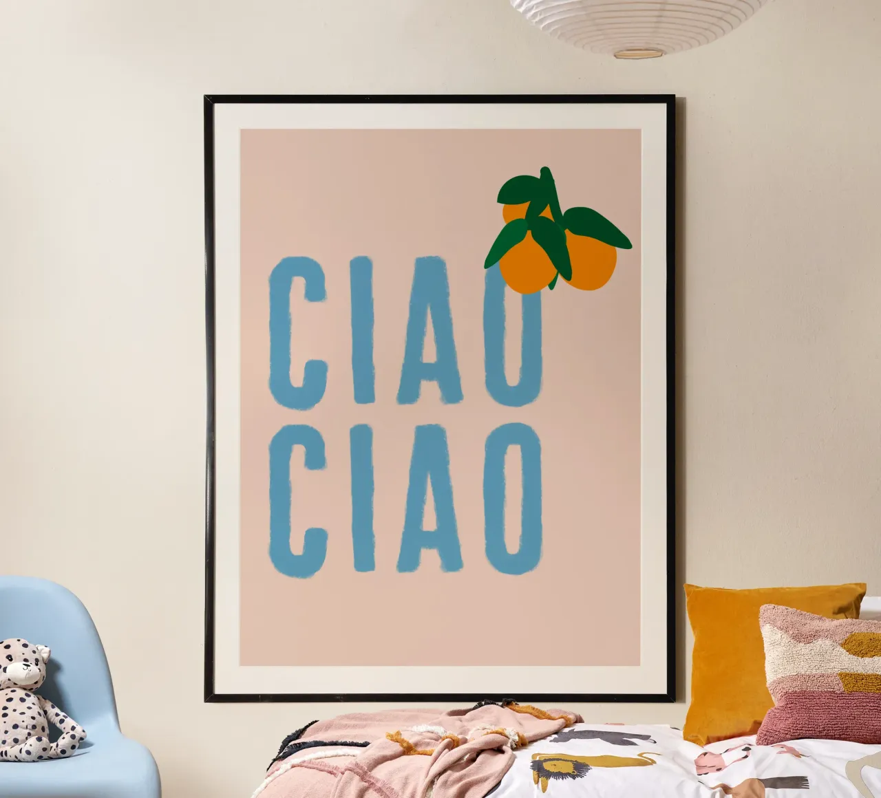 CIAO CIAO Mit Orangen auf Beige Poster von Alisa Knöß