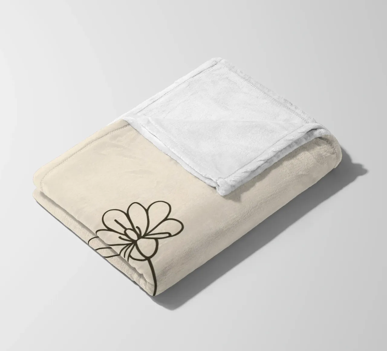 Semplice disegno a linee nere di un fiore con foglie su una luce coperta in pile da DesignDoodle