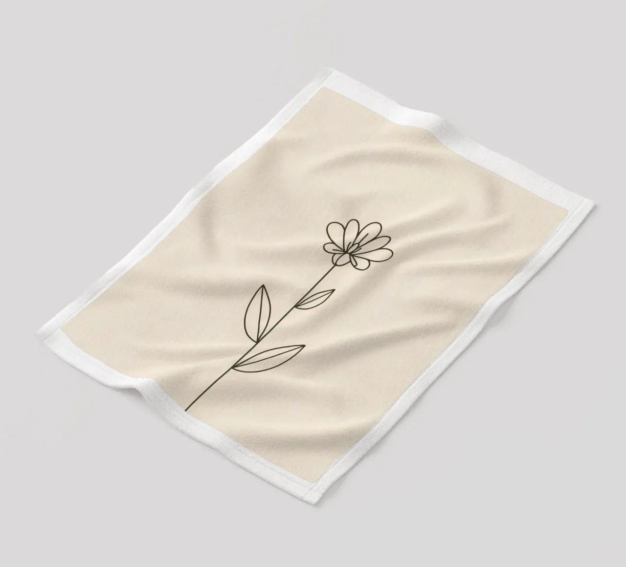 Semplice disegno a linee nere di un fiore con foglie su una luce coperta in pile da DesignDoodle