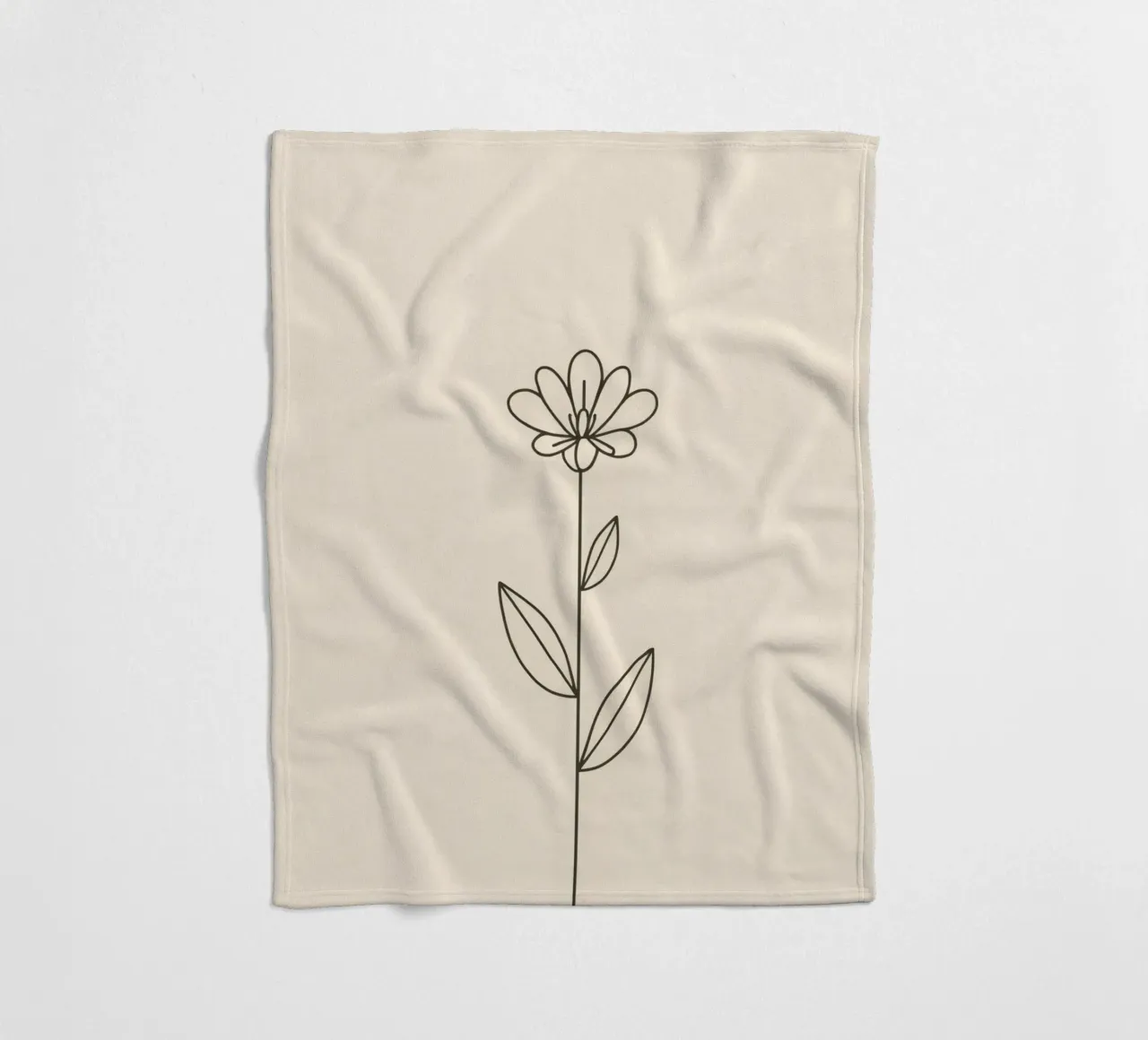 Semplice disegno a linee nere di un fiore con foglie su una luce coperta in pile da DesignDoodle