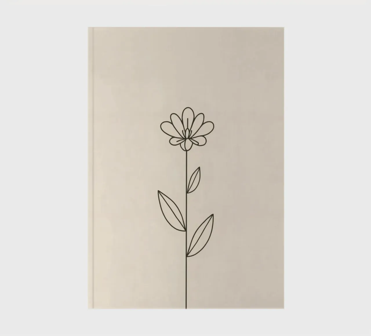 Semplice disegno a linee nere di un fiore con foglie su una luce diario da DesignDoodle