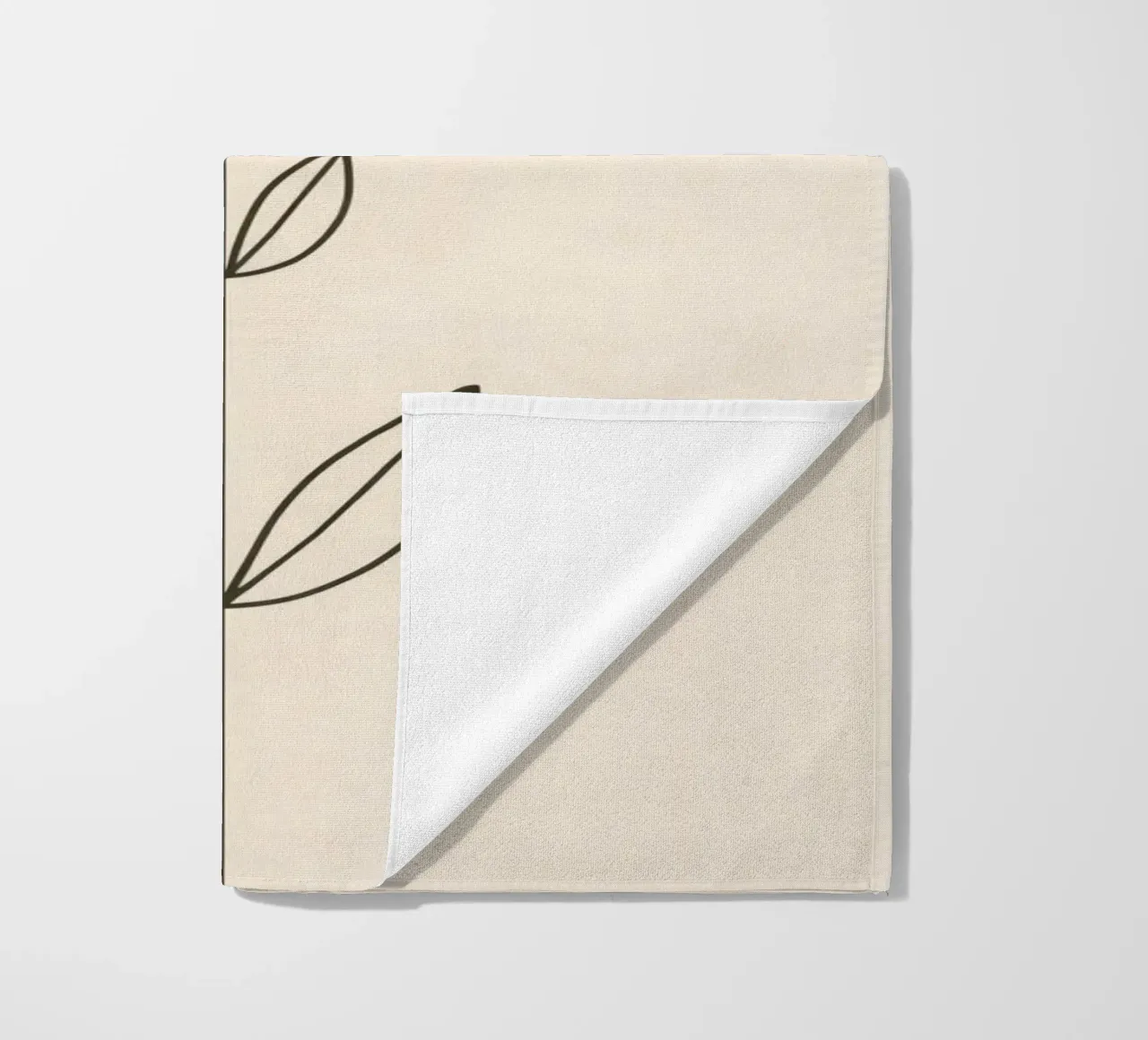 Semplice disegno a linee nere di un fiore con foglie su una luce telo mare da DesignDoodle