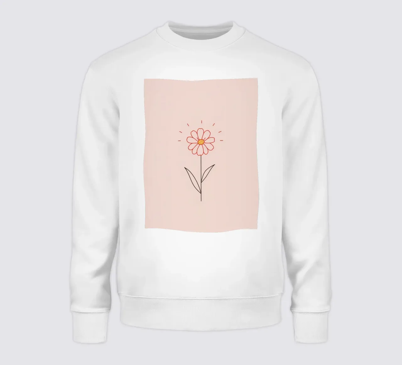 Arte floreale con un semplice fiore rosa e foglie verdi felpa da DesignDoodle