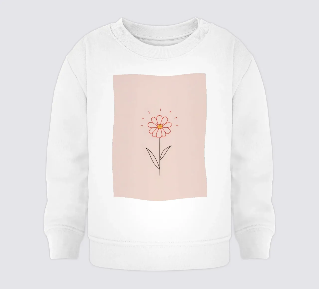 Arte floreale con un semplice fiore rosa e foglie verdi felpa neonato da DesignDoodle