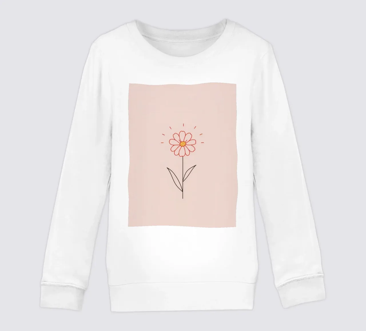 Arte floreale con un semplice fiore rosa e foglie verdi felpa bambino da DesignDoodle