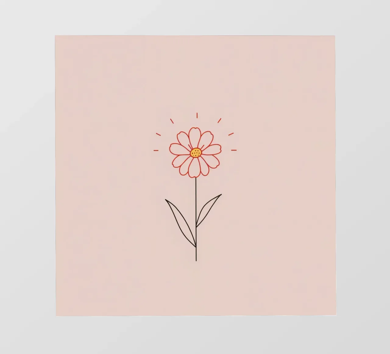 Arte floreale con un semplice fiore rosa e foglie verdi pellicola backlit da DesignDoodle