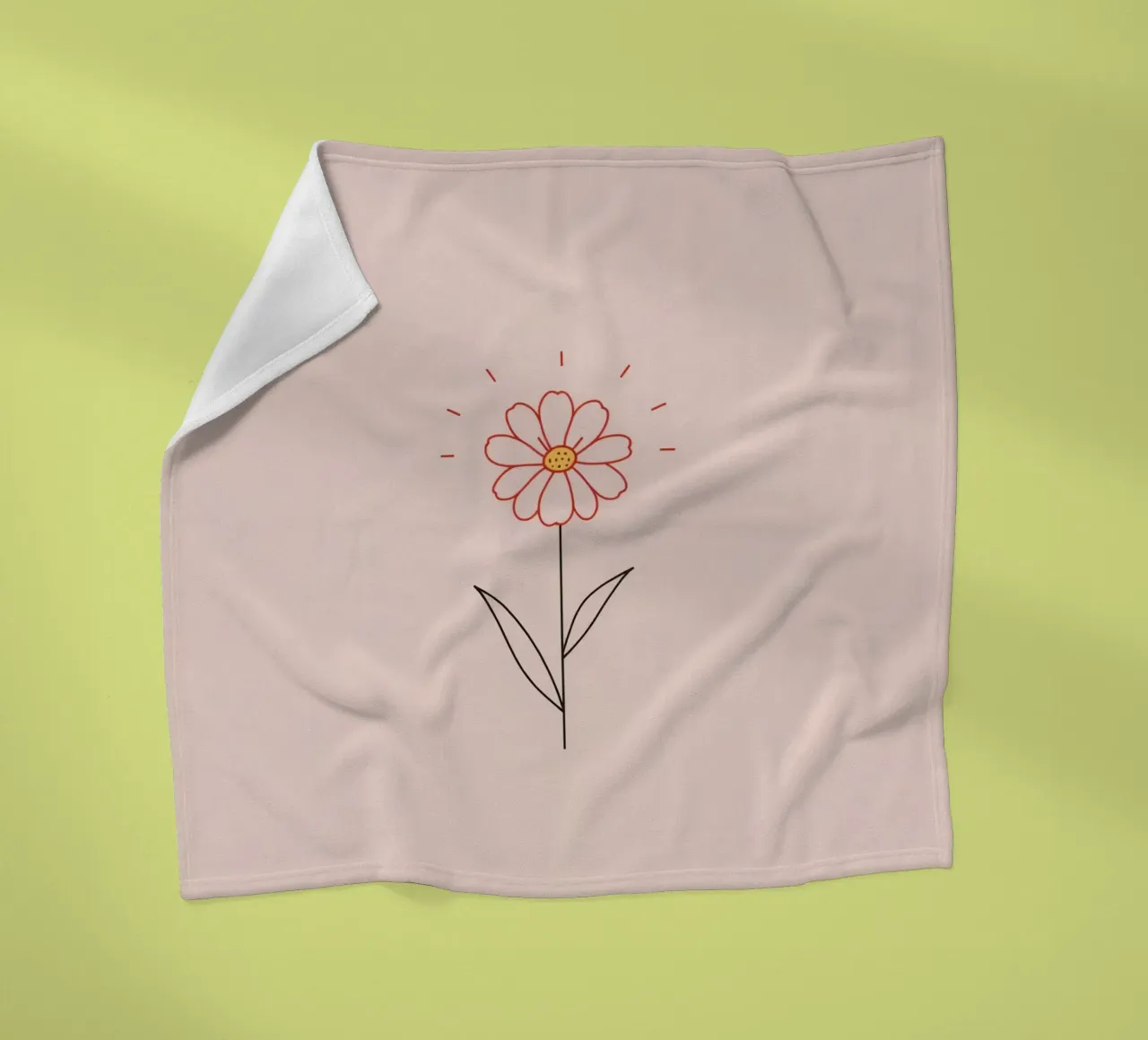 Arte floreale con un semplice fiore rosa e foglie verdi coperta in pile da DesignDoodle