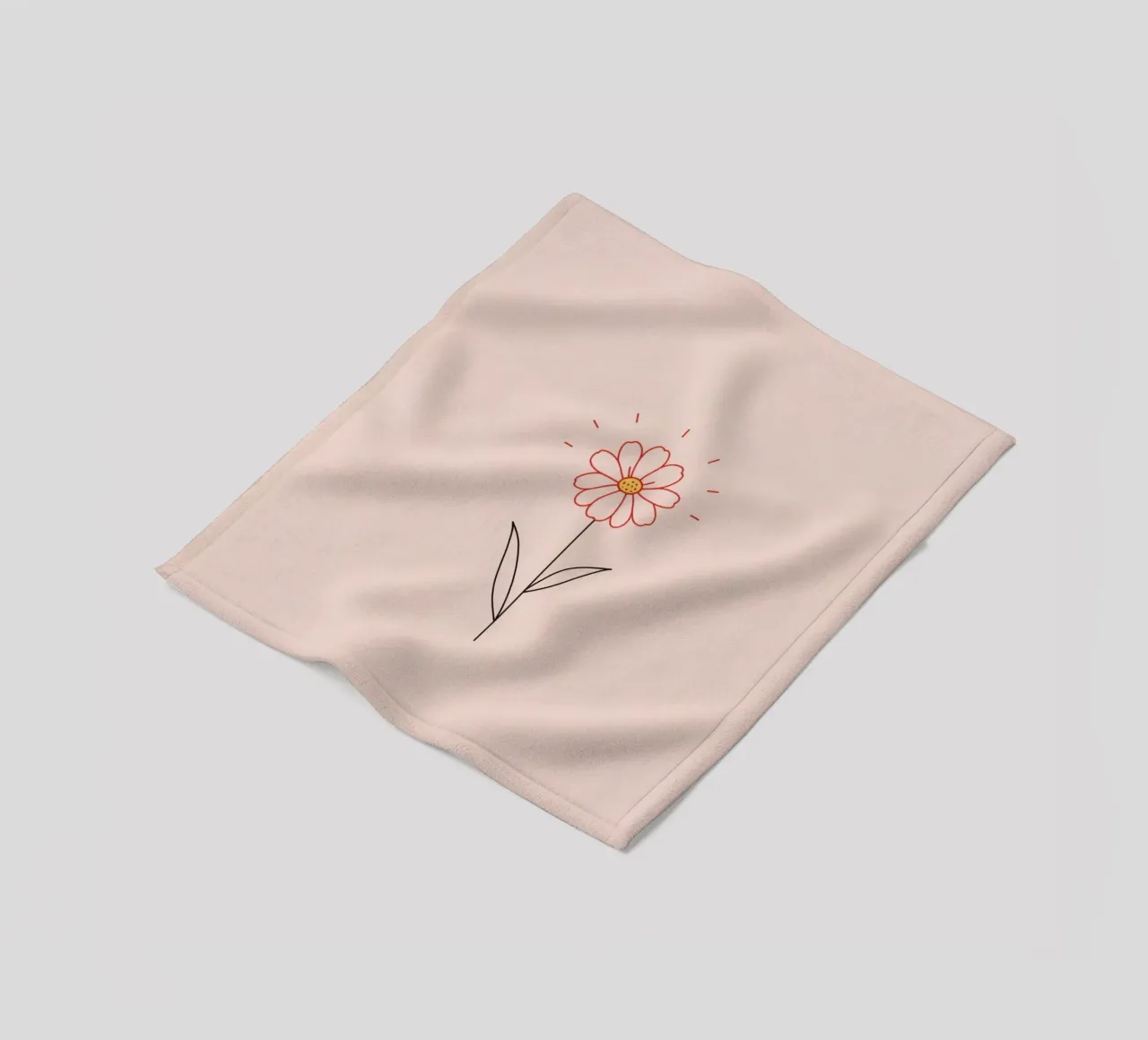 Arte floreale con un semplice fiore rosa e foglie verdi coperta in pile da DesignDoodle