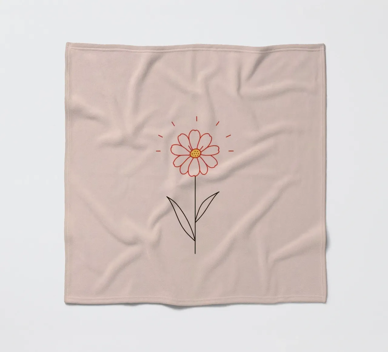 Arte floreale con un semplice fiore rosa e foglie verdi coperta in pile da DesignDoodle