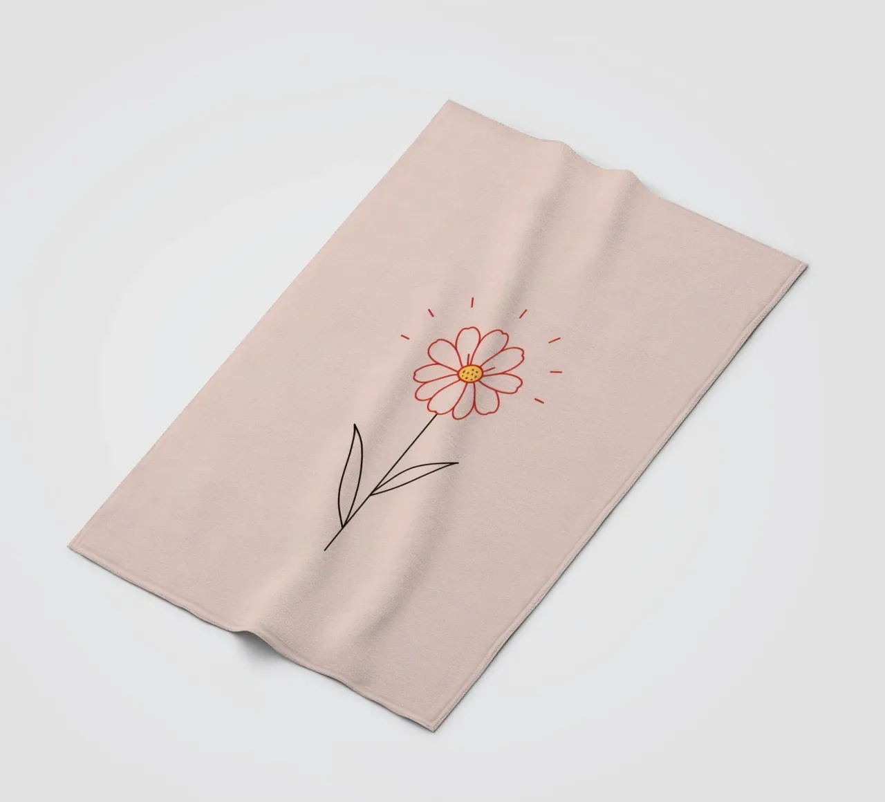 Arte floreale con un semplice fiore rosa e foglie verdi coperta in pile da DesignDoodle