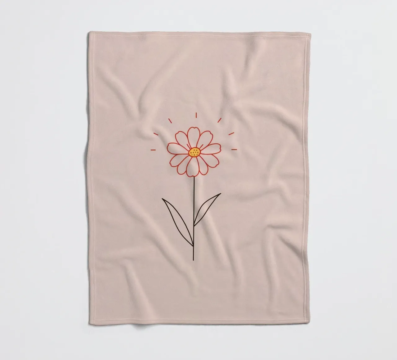 Arte floreale con un semplice fiore rosa e foglie verdi coperta in pile da DesignDoodle