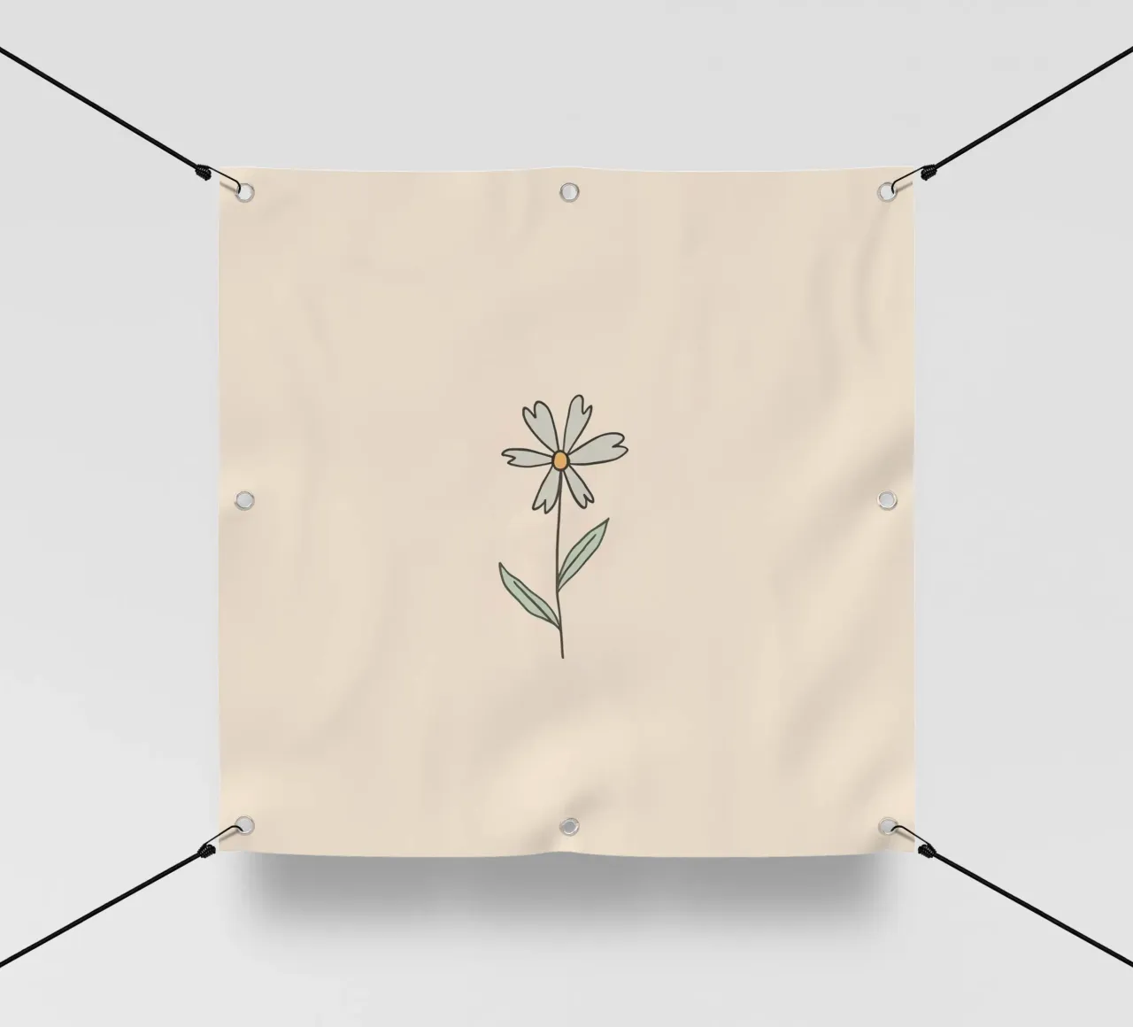 Illustrazione di un fiore delicato su uno sfondo pastello morbido telo in pvc da DesignDoodle