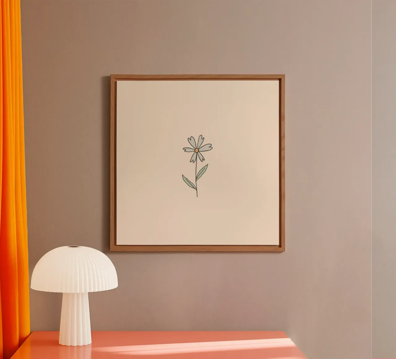 Illustrazione di un fiore delicato su uno sfondo pastello morbido alluminio dibond da DesignDoodle