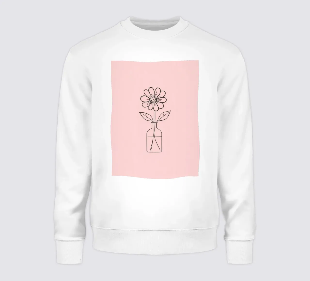 Fiore semplice in un vaso di vetro con un'arte rosa pastello felpa da DesignDoodle