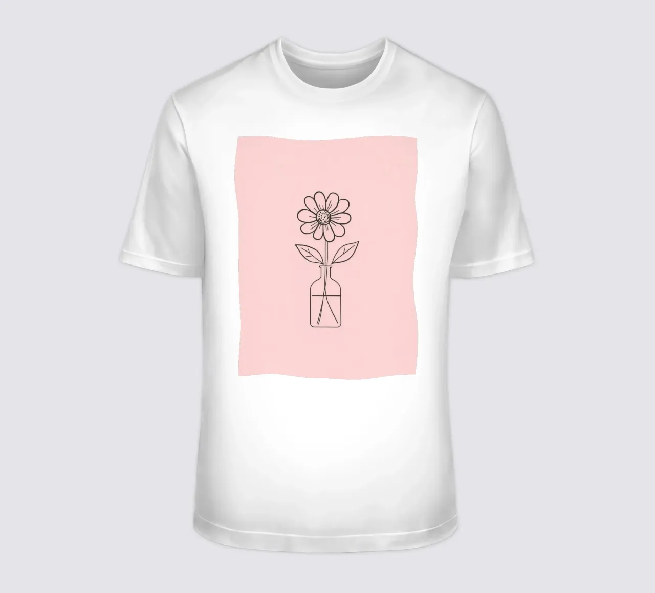 Fiore semplice in un vaso di vetro con un'arte rosa pastello t-shirt da DesignDoodle