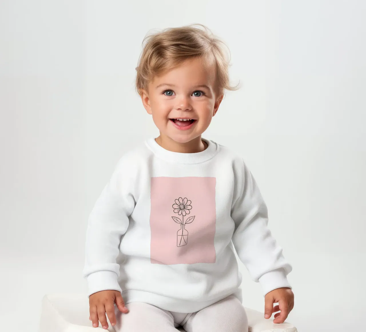 Fiore semplice in un vaso di vetro con un'arte rosa pastello felpa neonato da DesignDoodle