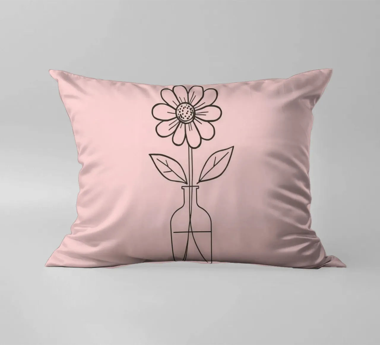 Fiore semplice in un vaso di vetro con un'arte rosa pastello cuscino da DesignDoodle