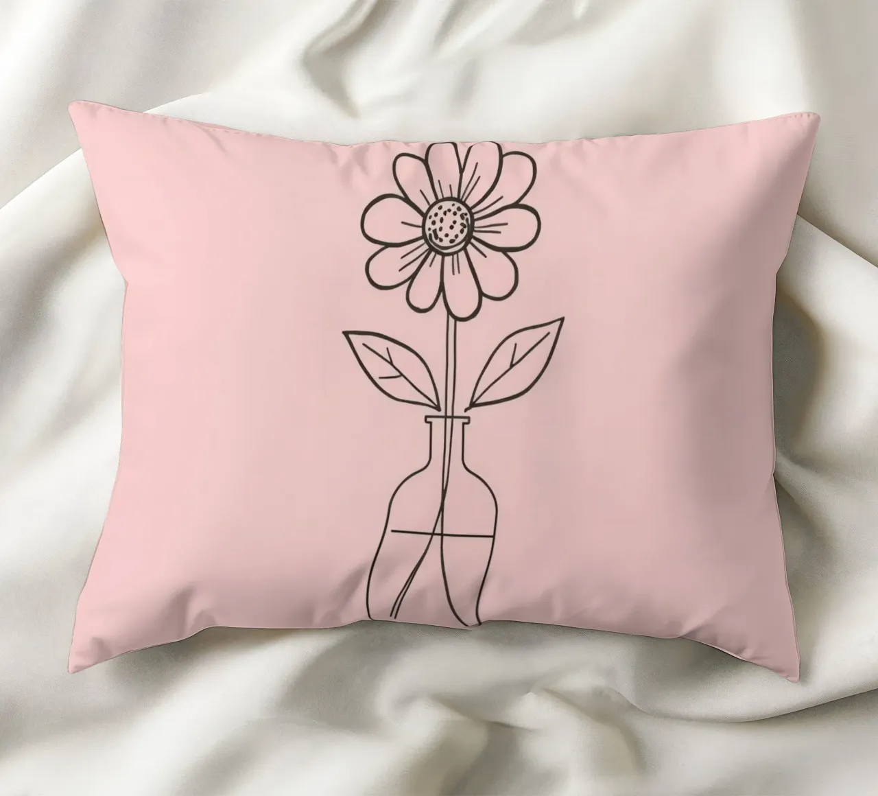 Fiore semplice in un vaso di vetro con un'arte rosa pastello cuscino da DesignDoodle