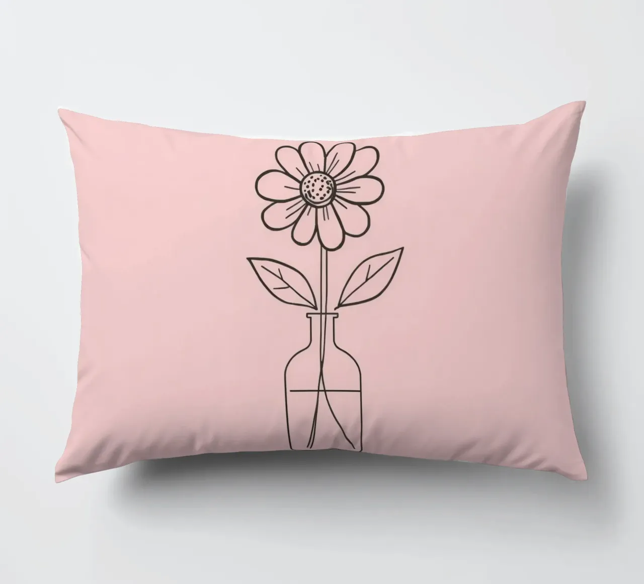 Fiore semplice in un vaso di vetro con un'arte rosa pastello cuscino da DesignDoodle