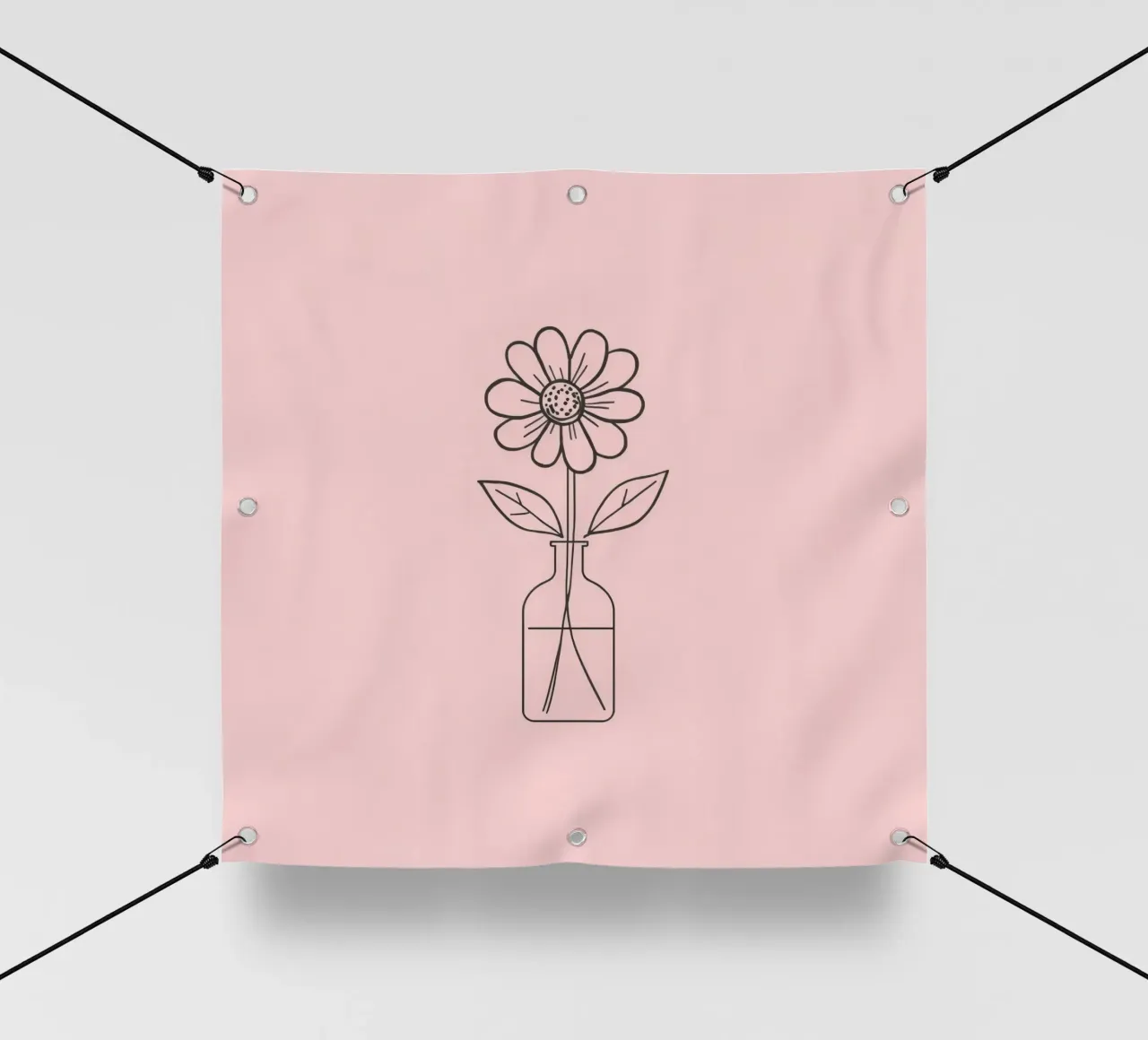 Fiore semplice in un vaso di vetro con un'arte rosa pastello telo in pvc da DesignDoodle