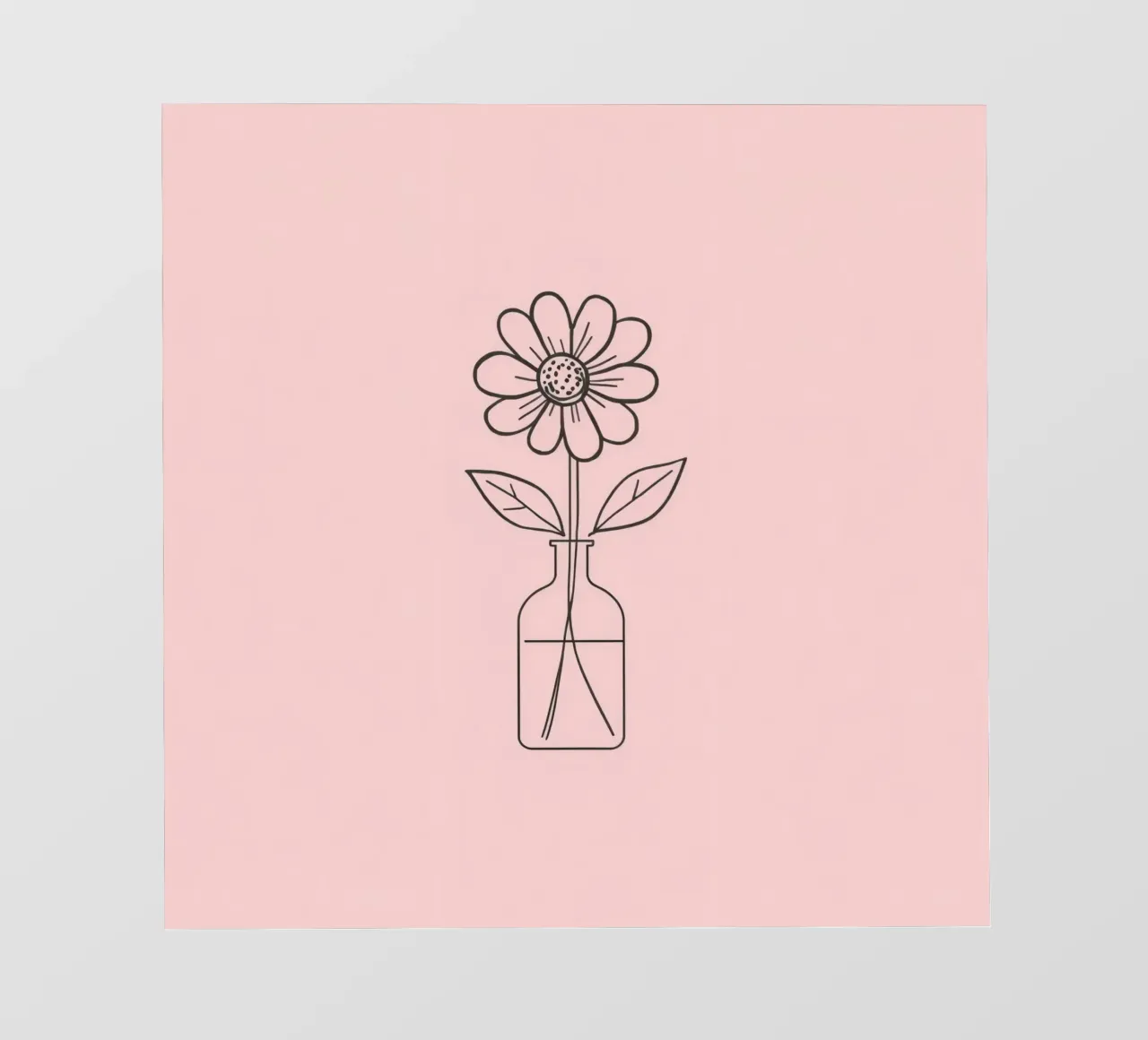 Fiore semplice in un vaso di vetro con un'arte rosa pastello telo in pvc da DesignDoodle