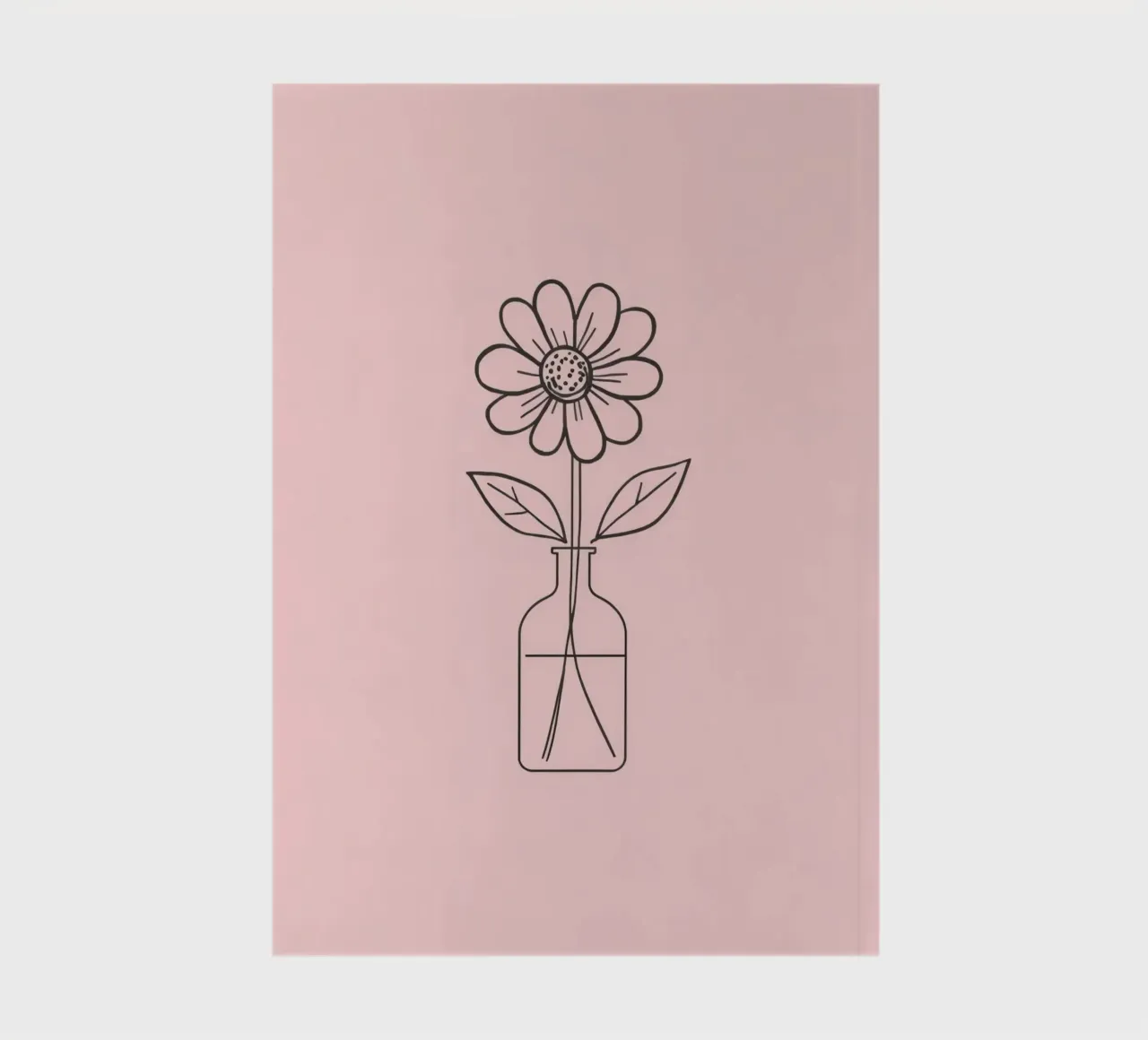 Fleur simple dans un vase en verre avec un art rose pastel carnet de notes de DesignDoodle