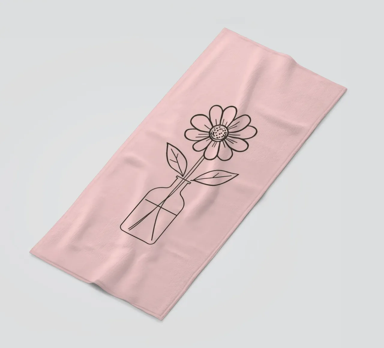 Fiore semplice in un vaso di vetro con un'arte rosa pastello telo mare da DesignDoodle