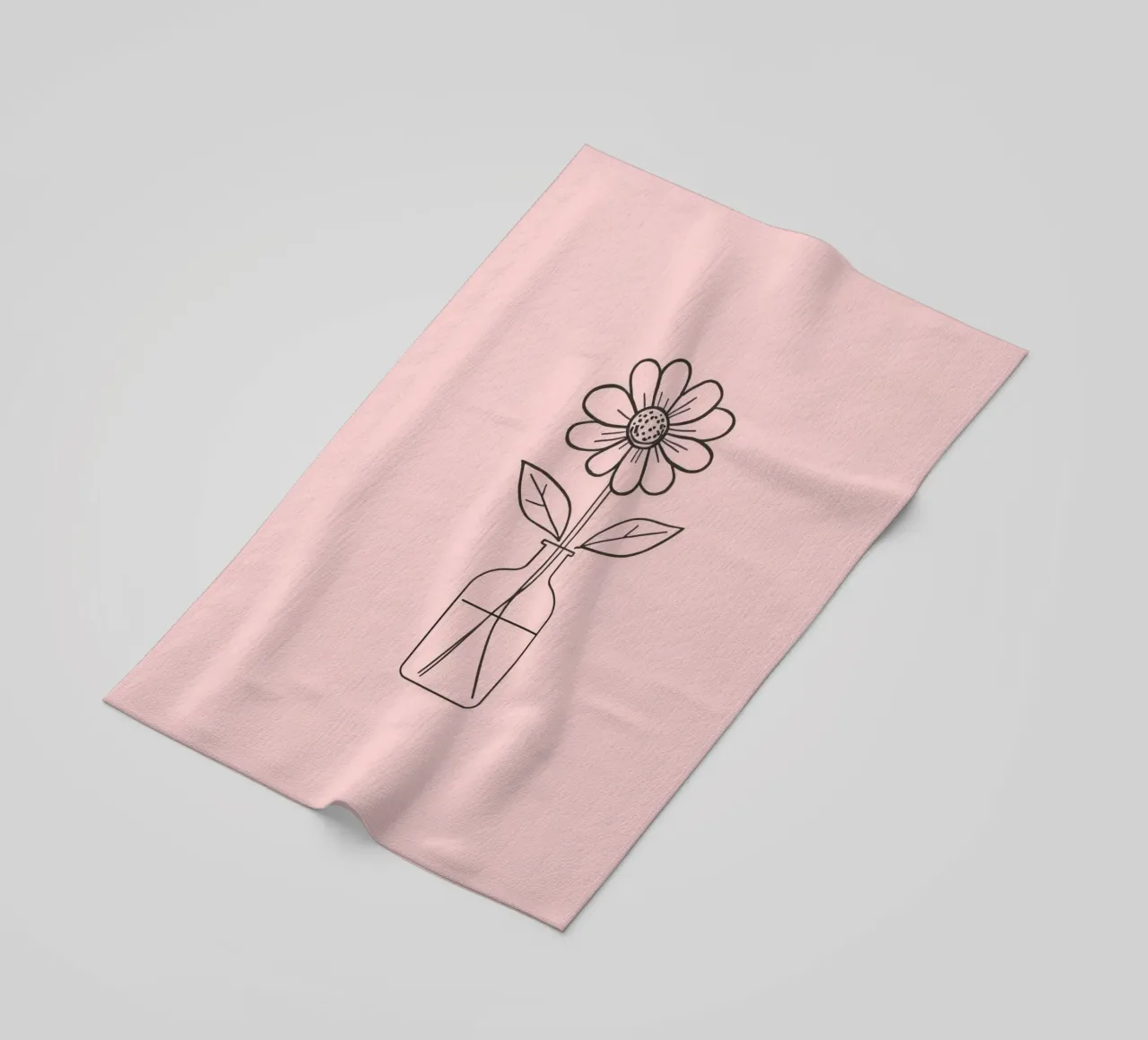 Fiore semplice in un vaso di vetro con un'arte rosa pastello telo mare da DesignDoodle