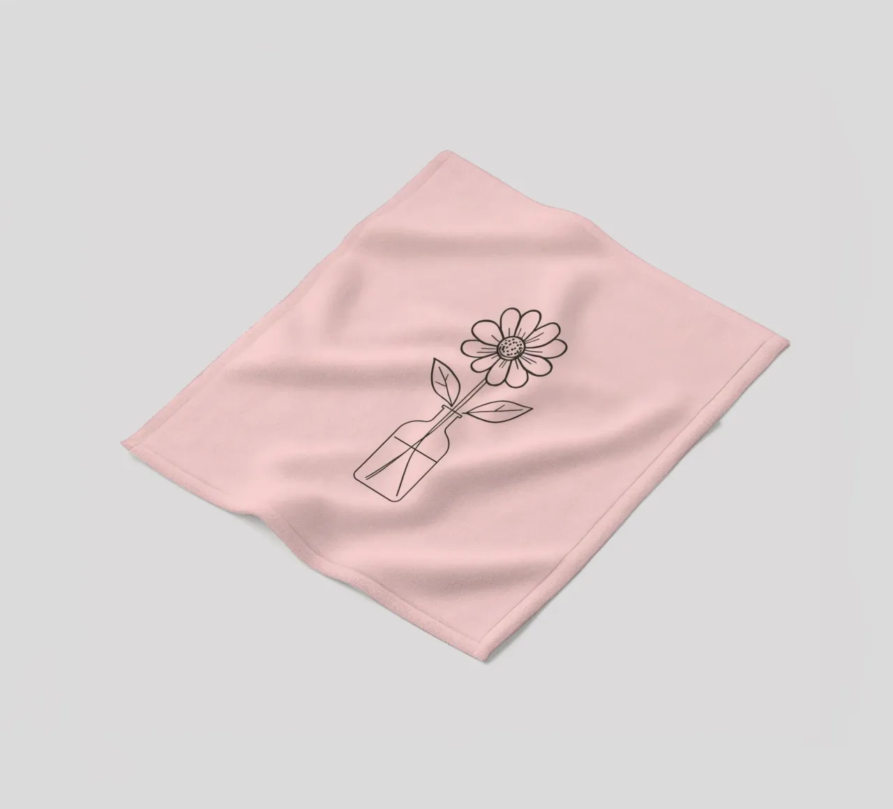 Fiore semplice in un vaso di vetro con un'arte rosa pastello coperta in pile da DesignDoodle