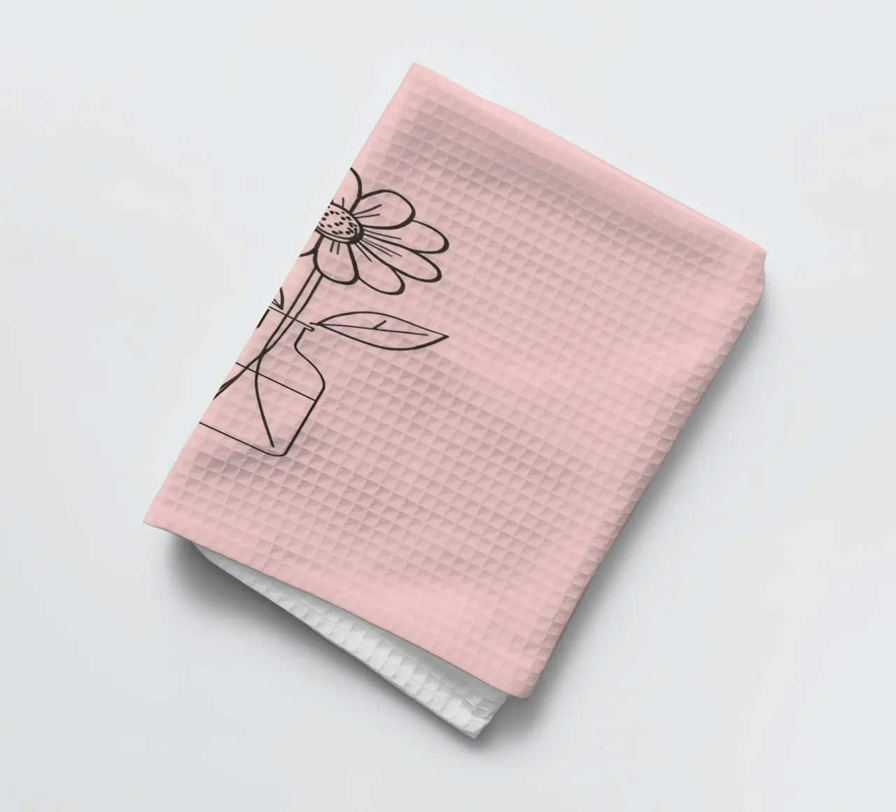 Fiore semplice in un vaso di vetro con un'arte rosa pastello canovaccio da cucina da DesignDoodle