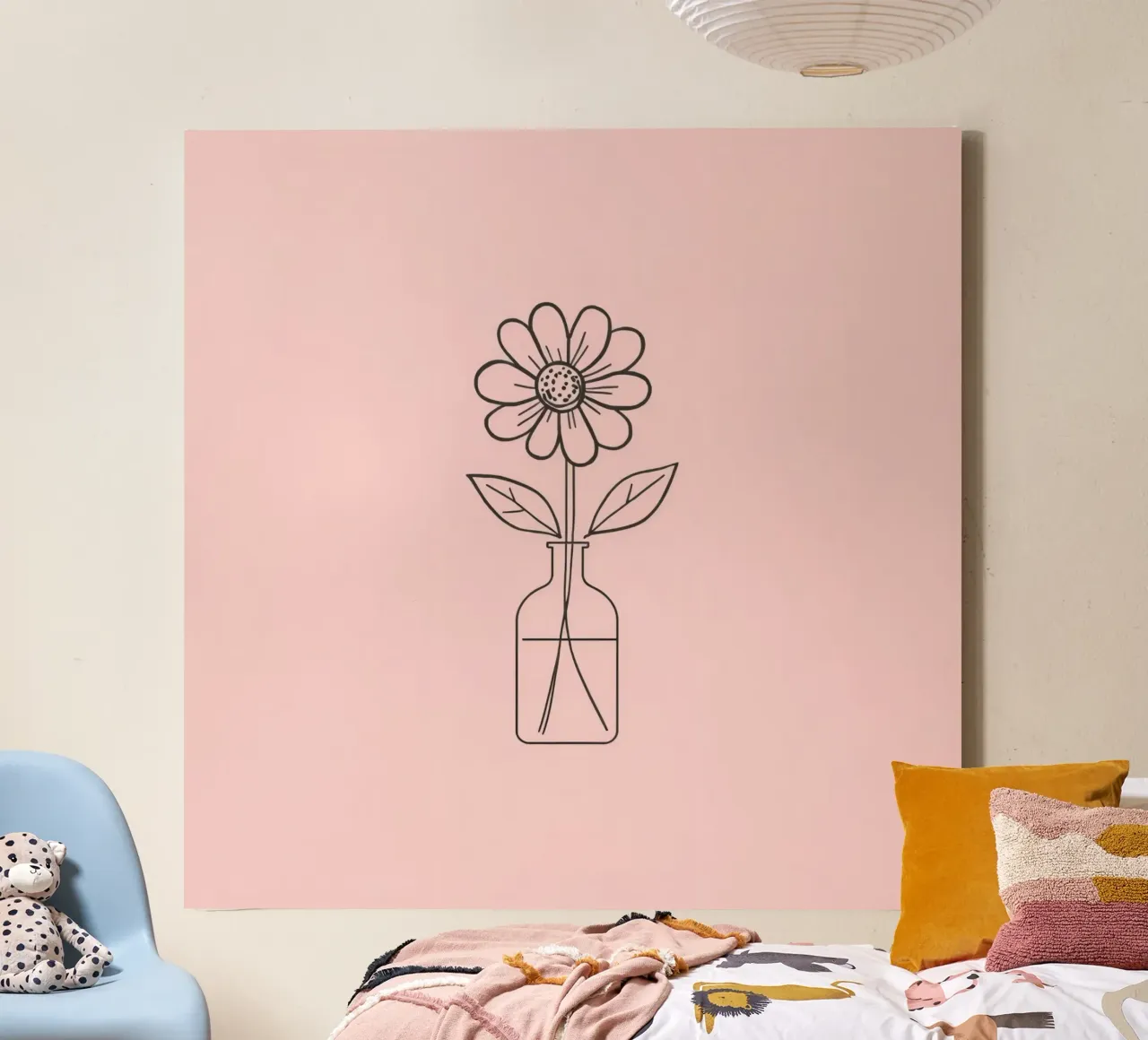 Fiore semplice in un vaso di vetro con un'arte rosa pastello tela con Cornice a cassetta da DesignDoodle
