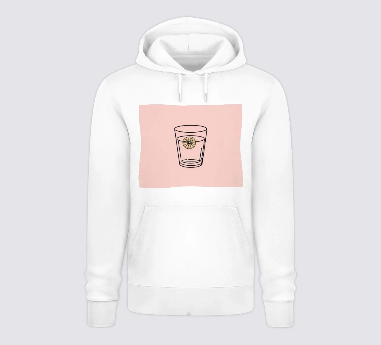 Bevanda rinfrescante in un bicchiere trasparente con una fetta di limone felpa con cappuccio da DesignDoodle
