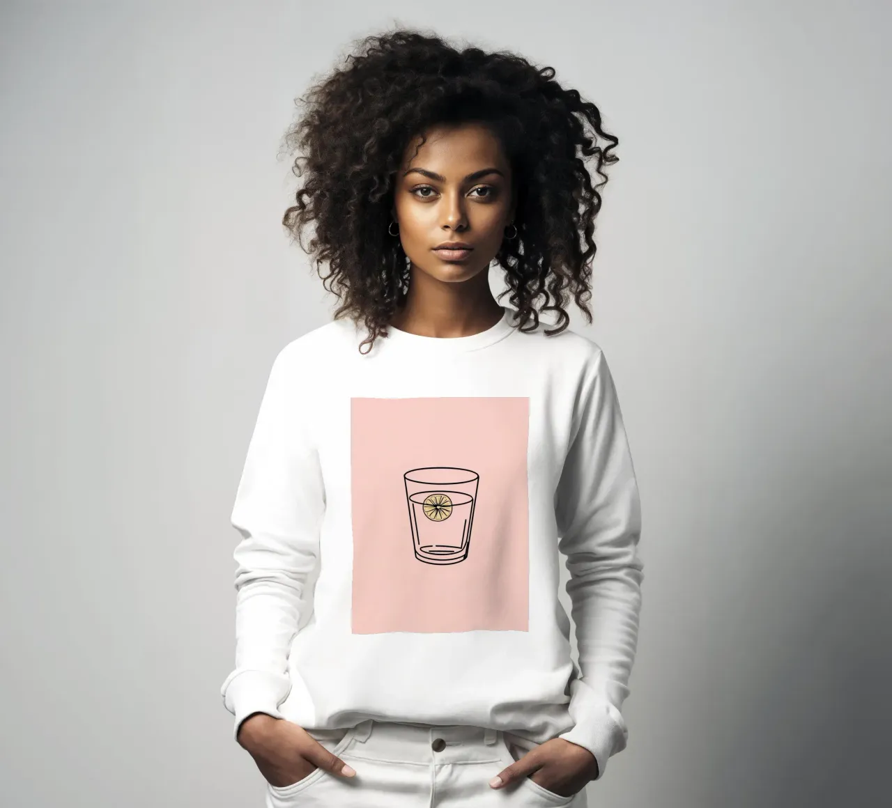 Erfrischungsgetränk in einem klaren Glas mit einer Zitronenscheibe Sweatshirt von DesignDoodle