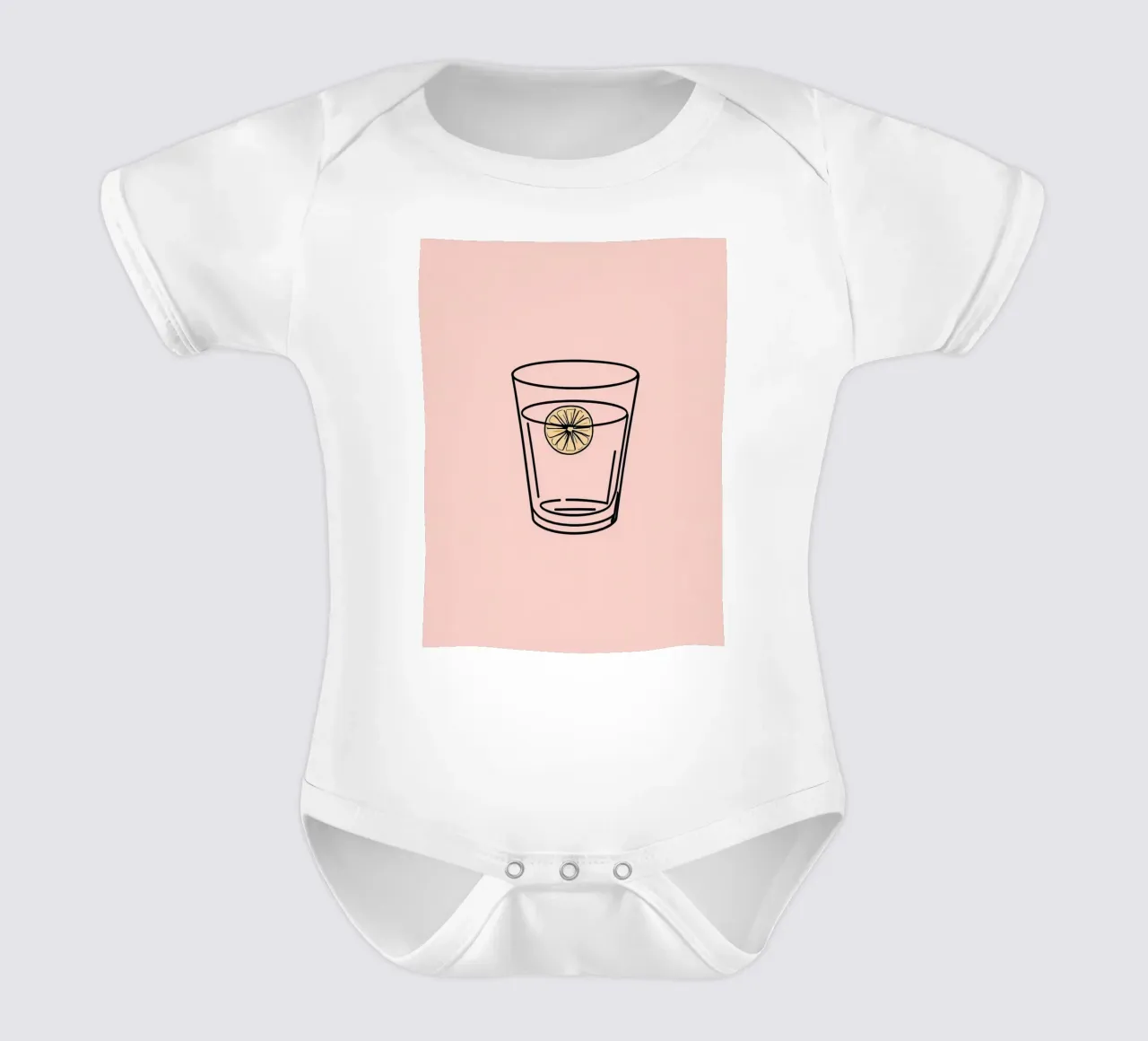 Bebida refrescante en vaso transparente con una rodaja de limón body de bebé de DesignDoodle